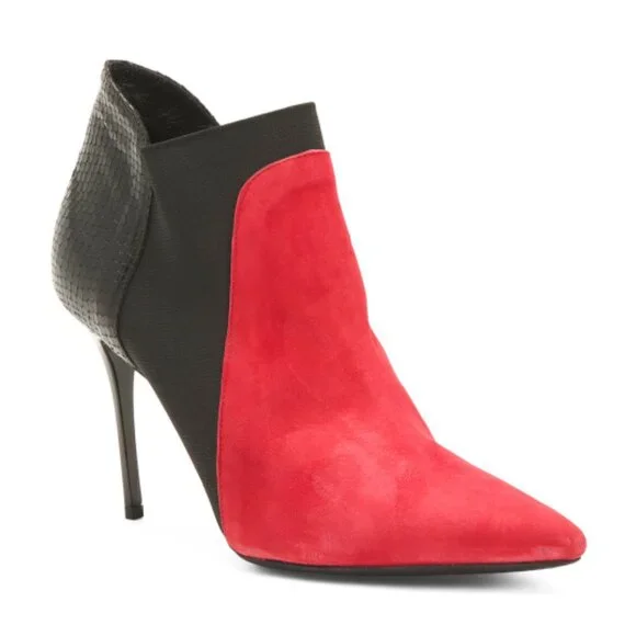 new Beautiisoles by Robyn Shreiber Made in Italy  Abby Red Sued heels 7M4 - Picture 6 of 6